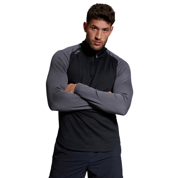 Photo of model wearing Canterbury Mens Elite First Layer Black, front view