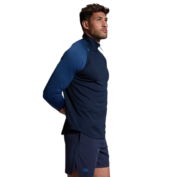 Photo of model wearing Canterbury Mens Elite First Layer in Navy, side view