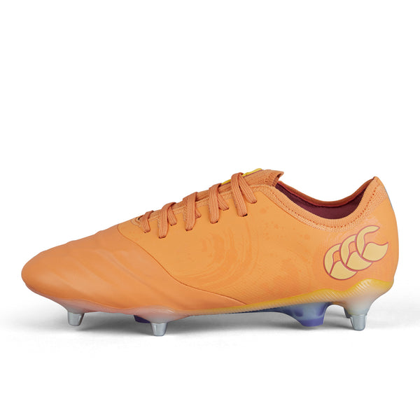 A photo of the Phoenix Genesis Elite SG Rugby Boot in Colour Orange, Side View