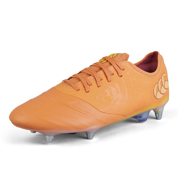 A photo of the Phoenix Genesis Elite SG Rugby Boot in Colour Orange, Front Side View