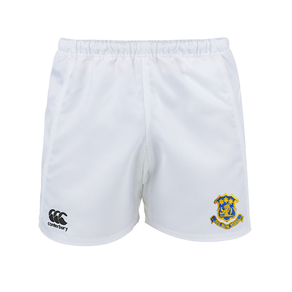 A photo of the Wilson's Hospital Rugby Short in White, embroidered with school crest on left leg