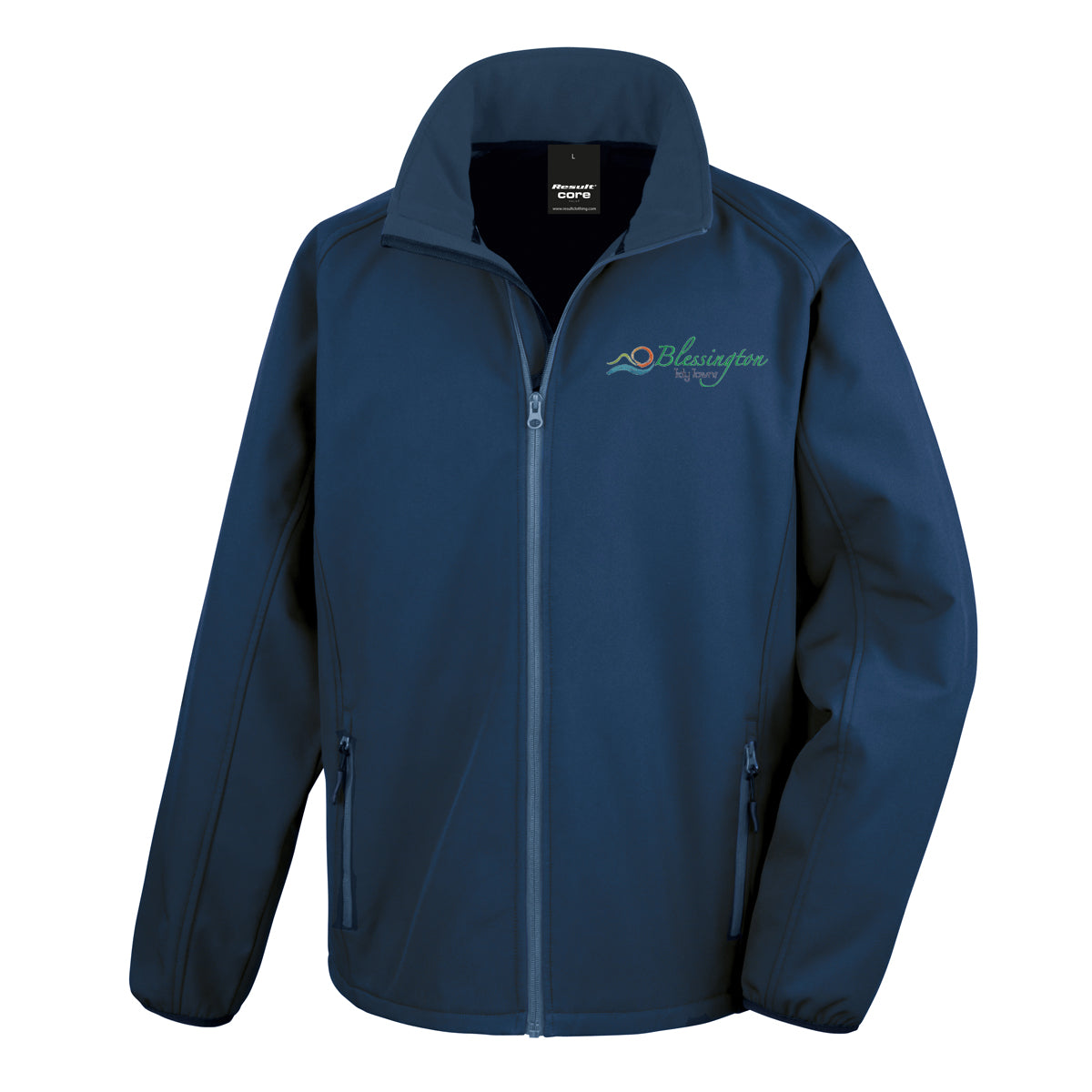 Blessington Tidy Towns Mens Softshell Jacket in Navy, with embroidered logo on left chest.