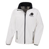 An image of the Loughrea Tennis Club Mens Softshell Jacket in White/Black with embroidered club crest on left chest.