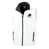 An image of the Loughrea Tennis Club Mens Softshell Bodywarmer in White/Black with embroidered club crest on left chest.