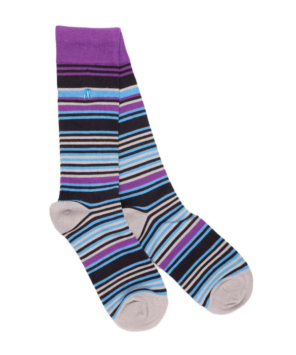 Swole Panda Purple and Blue Narrow Striped Socks