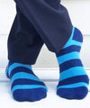 Swole Panda Sky Blue Striped Bamboo Socks