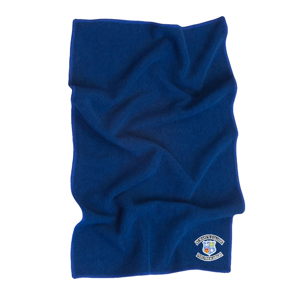 St. Mary's College Microfibre Gym Towel in Royal with embroidered St. Mary's College School Crest