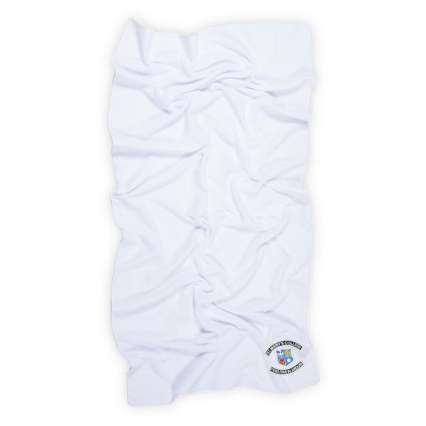 St. Mary's College Microfibre Gym Towel in White with embroidered St. Mary's College School Crest