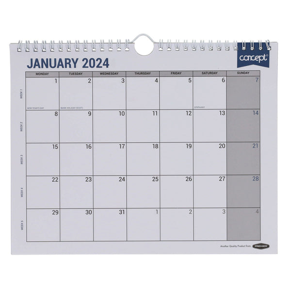 A photo of the spiral bound Concept 2024 Easy Glance Monthly Planner