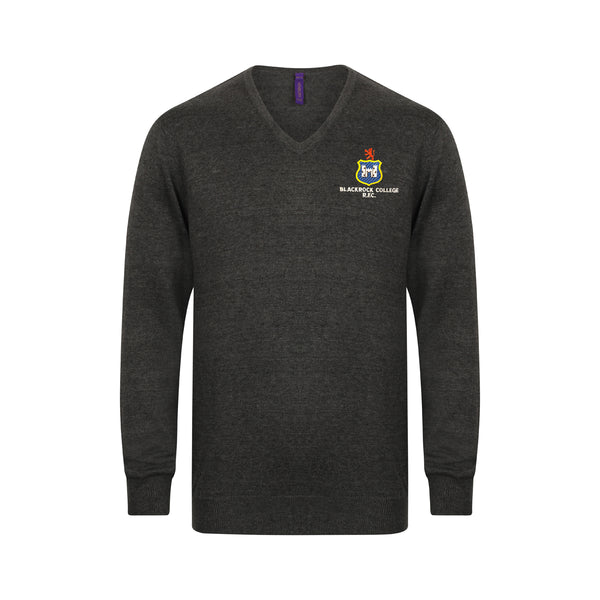 A photo of the Blackrock College RFC Pullover in Grey with club crest embroidered on front left chest.