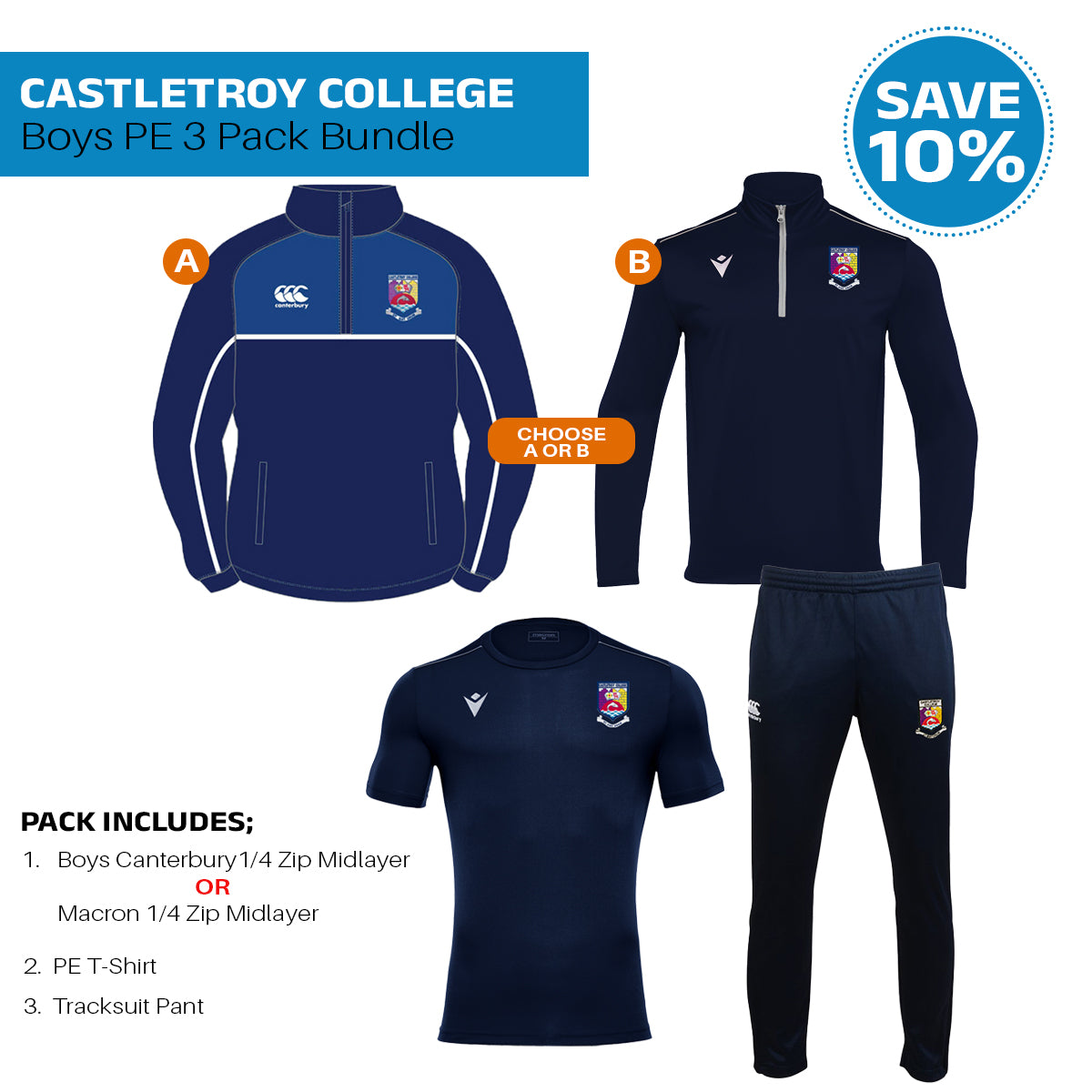 Castletroy College Boys 3 Pack Bundle (Compulsory)