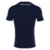 A photo of the back of Macron Castletroy College Sports T-Shirt in Navy, with school name printed at the nape of the neckline.