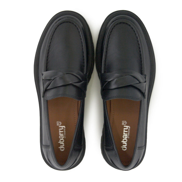 A photo of the Dubarry 'Kew' girls school shoes in black. Top view