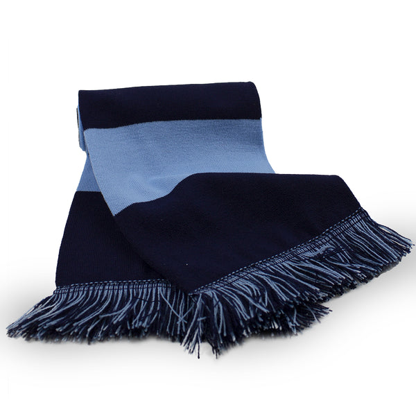 A photo of the Hedley Park Scarf in Navy/Blue Stripe