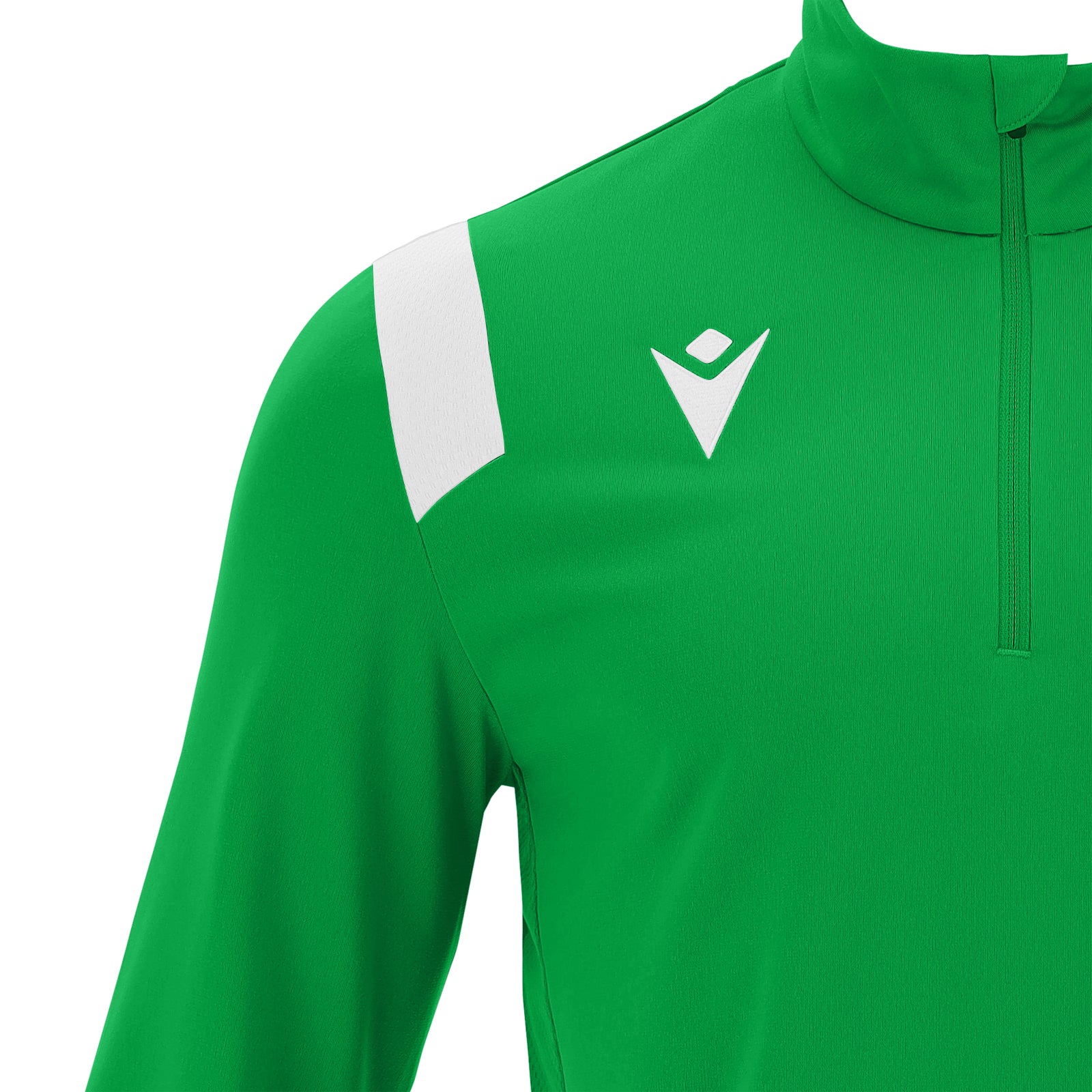 Photo of the Irish Squash 'Gange' 1/4 Zip Tracksuit Top Green, close up of a shoulder detail