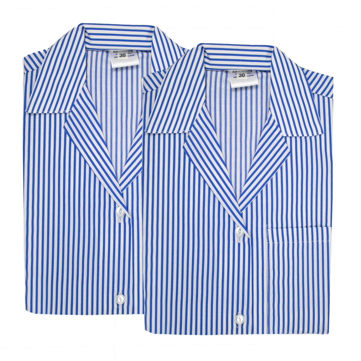 A photo of the 1880 Girls' Revere Striped Blouse (2 Pk) in Royal Blue/White.