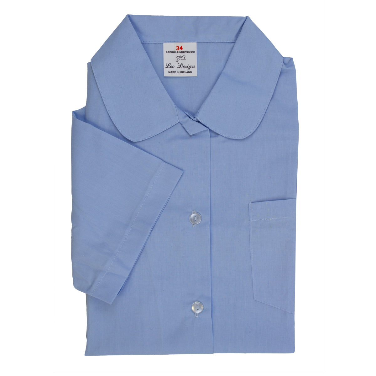 A photo of the Peter Pan Blue School Blouse Short-Sleeve Blouse in Blue