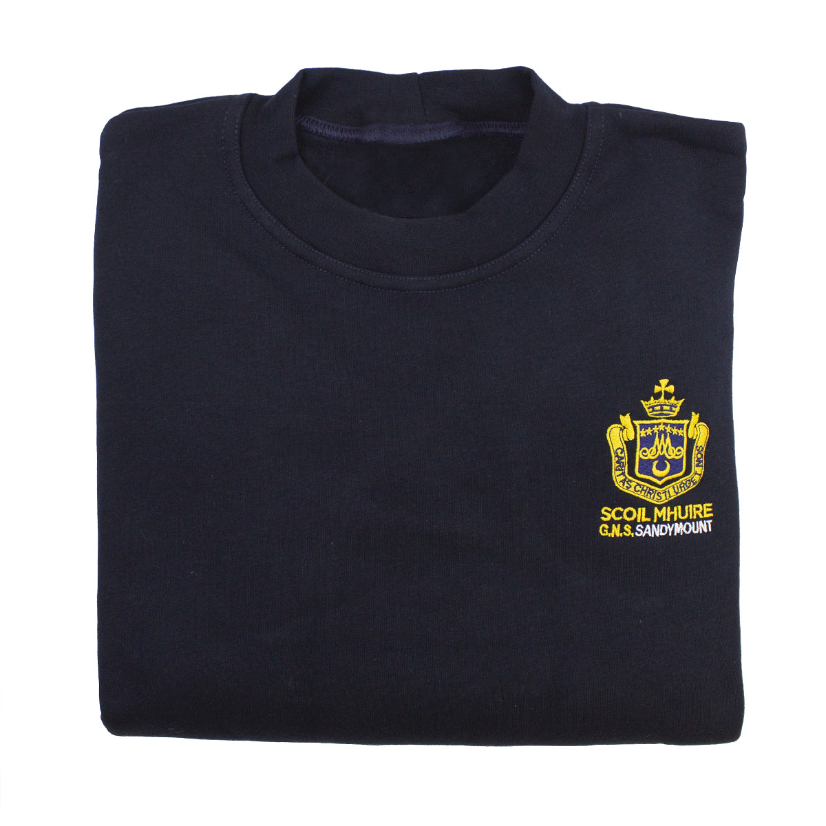 Scoil Mhuire Lakelands Tracksuit Top in Navy, with embroidered school crest on left chest.