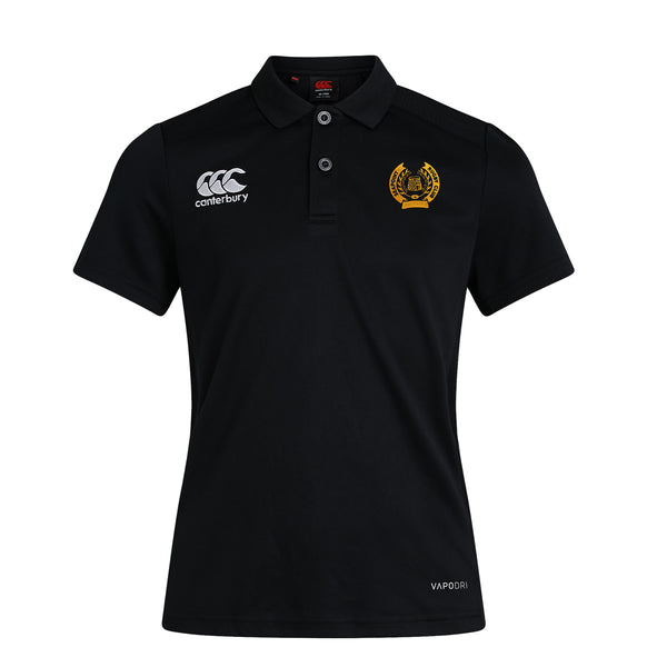 A photo of the Seapoint RC Ladies Polo in Black, with embroidered club crest on left chest.