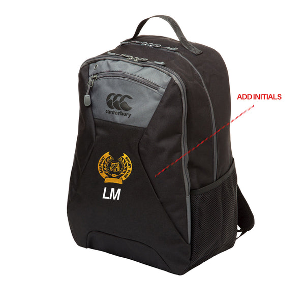 A photo of the Seapoint RC Classics Backpack in Black, with embroidered club crest, front center. Add initials below crest