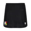 A photo of the St Kilian's Deutsche Schule Hockey Skort in Black with St. Kilians Deutsche Scool crest on right leg.