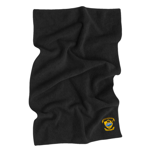 Photo of Carrick on Shannon RFC Microfibre Gym Towel in Black with embroidered Club Crest