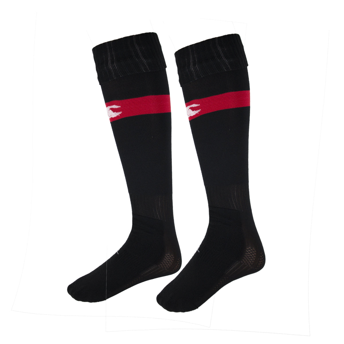 A photo of the The High School Hockey Socks in Black/Red