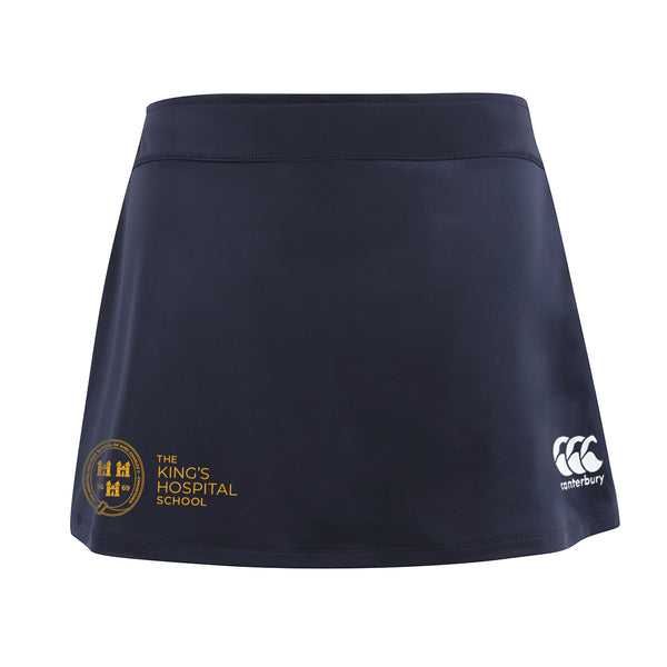 A photo of the King's Hospital Hockey Skort in Navy with embroidered school crest on right leg