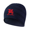 A photo of the Wesley College Beanie Hat in Navy with embroidered school crest.