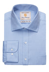Brook Taverner Altare Single Cuff Shirt Cotton Herringbone Blue