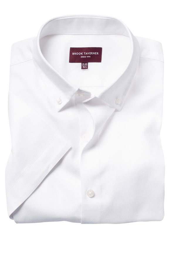 Brook Taverner Calgary Royal Oxford Short Sleeve Shirt in White