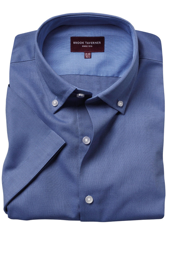 Brook Taverner Calgary Royal Oxford Short Sleeve Shirt in Blue