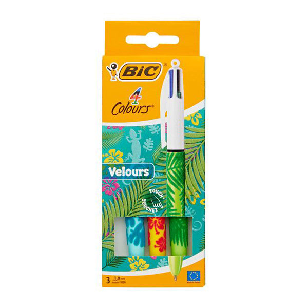 Bic 4 Colour Velours Ballpoint Pen 'Jungle' (3 Pack), , available from Uniformity, your One-Stop-Shop for all your Back to School Essentials.