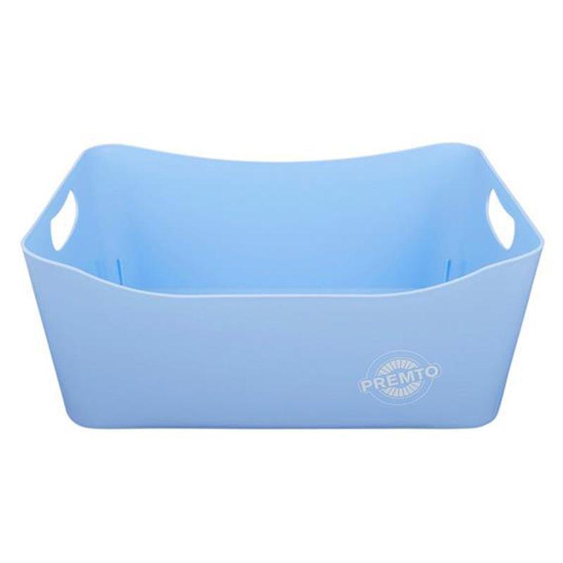 A picture of the Premto Large Storage Basket in a beautiful cornflower blue colour, available from Uniformity, your one-stop-shop for all your Back to School Stationery.