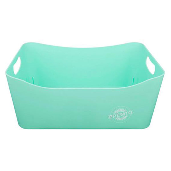 A picture of the Premto Large Storage Basket in a pastel mint colour, available from Uniformity, your one-stop-shop for all your Back to School Stationery.