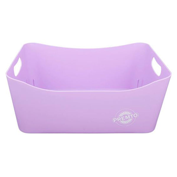 A picture of the Premto Large Storage Basket in a pastel orchid colour, available from Uniformity, your one-stop-shop for all your Back to School Stationery.