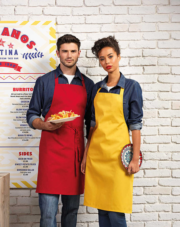 Model wearing the Colours Collection Bib Apron