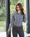 Ladies' Microcheck Gingham Long Sleeve cotton Shirt