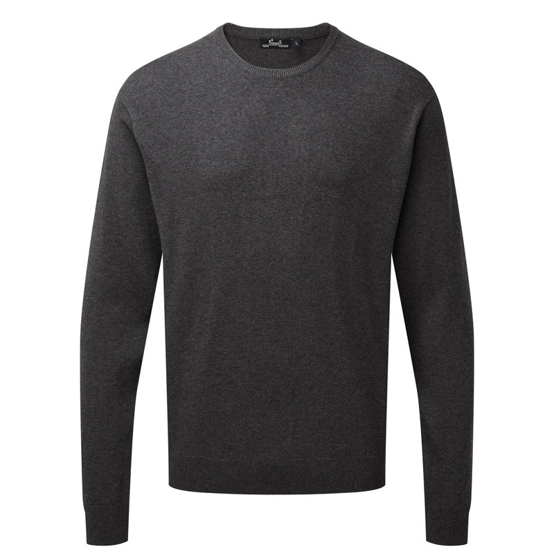 Crew Neck Cotton-Rich Knitted Sweater