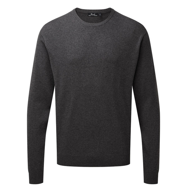 Crew Neck Cotton-Rich Knitted Sweater