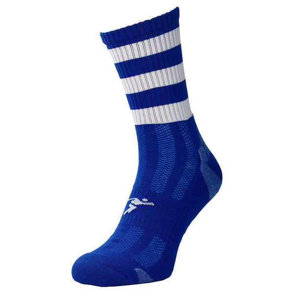 Precision Pro Hooped GAA Mid Socks Royal with 3 White Stripes
