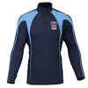 An image of the Rockbrook Park School midlayer, pictured from the front with school crest; Available from Uniformity, Ireland's leading school uniform & sports uniform supplier.