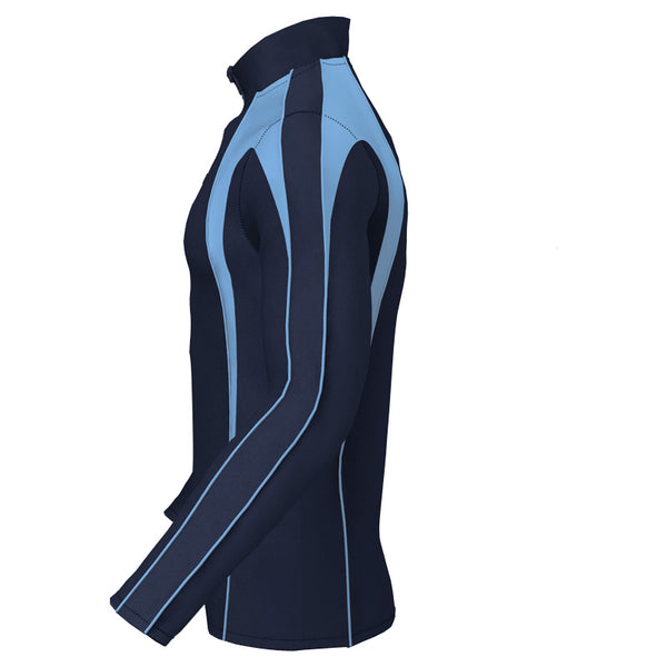 An image of the Rockbrook Park School midlayer, pictured from the side; Available from Uniformity, Ireland's leading school uniform & sports uniform supplier.