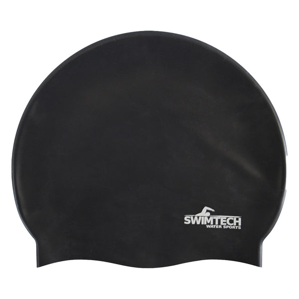 An picture of the SwimTech Silicone Swim Cap in Black, available from Uniformity