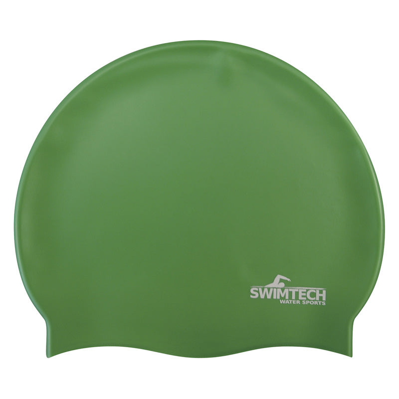 An picture of the SwimTech Silicone Swim Cap in Green, available from Uniformity