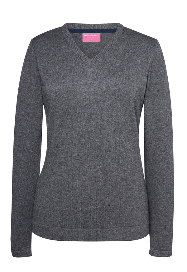 Brook Taverner Atlanta V-neck Jumper in Charcoal