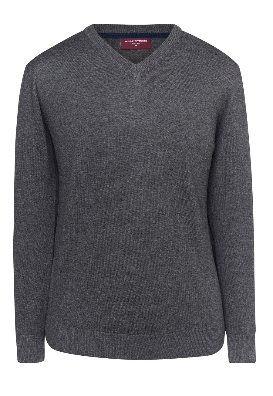 Brook Taverner Boston V-neck Jumper in Charcoal