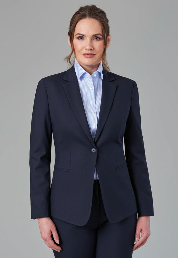 Model wearing Brook Taverner Cannes Tailored Fit Ladies Jacket in Navy