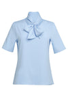 Brook Taverner Flavia Pussy Bow Blouse in Sky Blue, front